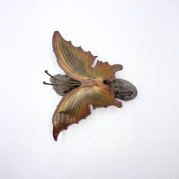 Vintage Metal Butterfly & Bug Sculptures Mid Century Brutalist Style Decor Brass - Picture 2 of 9